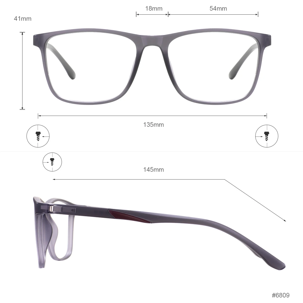 Rectangle Large TR90 Men And Women Full Rim Glasses Frame Light Plastic Square Spectacle With Spring Hinge For Prescription Lens