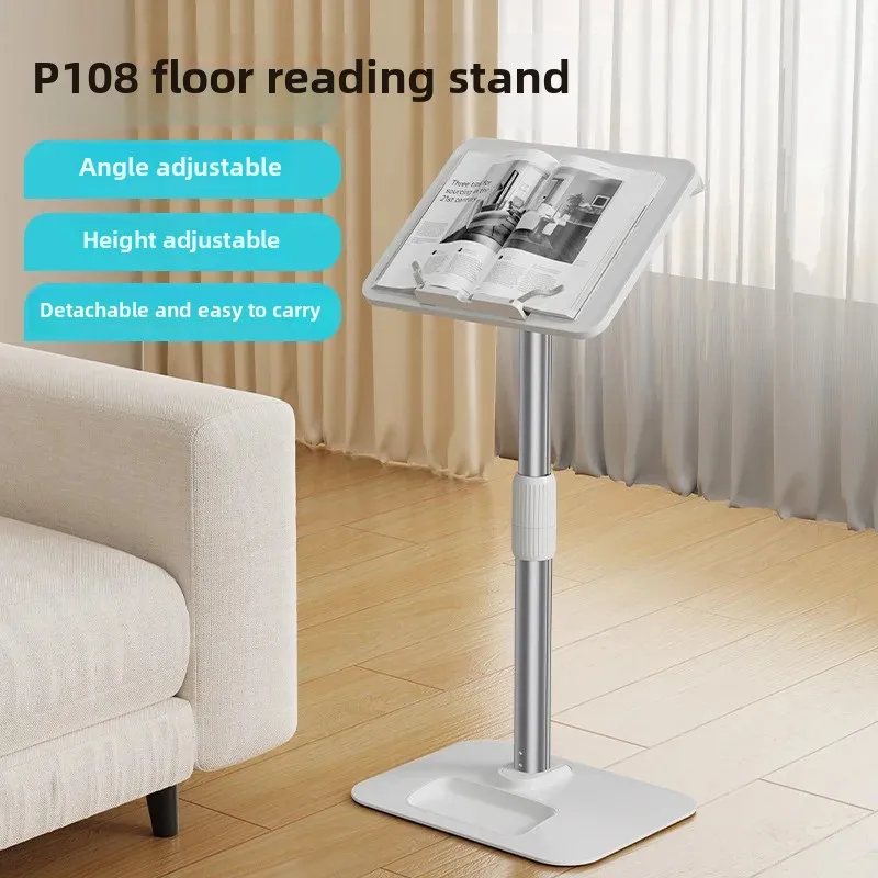 Oatsbasf Floor Reading Stand Height Adjustable Foldable Tablet Holder Lifting Shelf for Books & iPad Convenient Floor Display