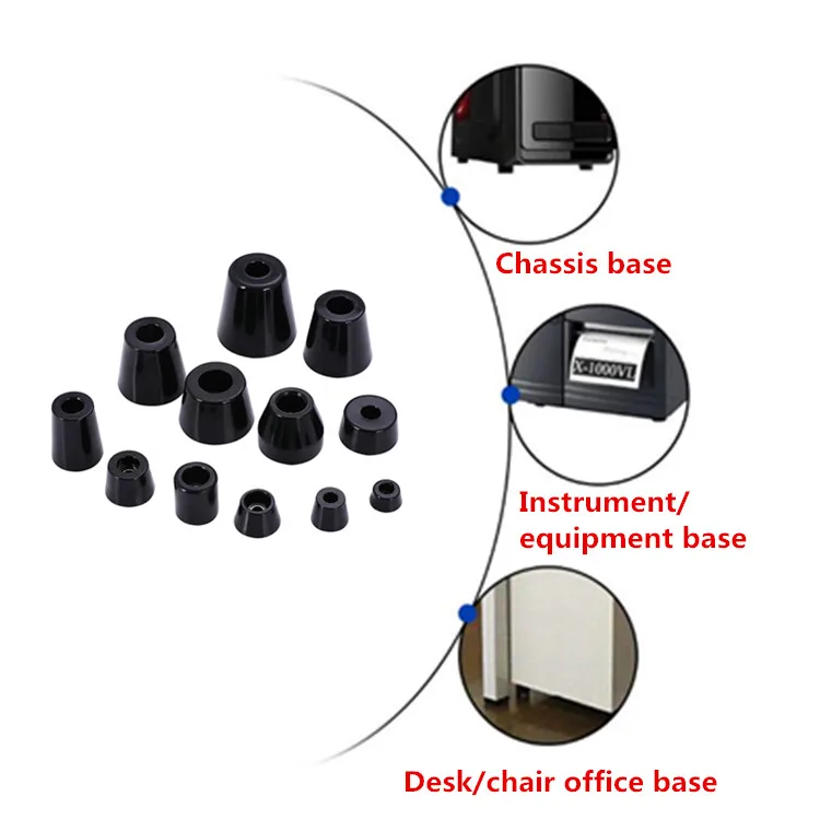 8Pcs Black Rubber Feet Chair Floor Protector Non-slip Furniture Table Leg Cover Bottom Pads Cabinet Instrument Equipment Base