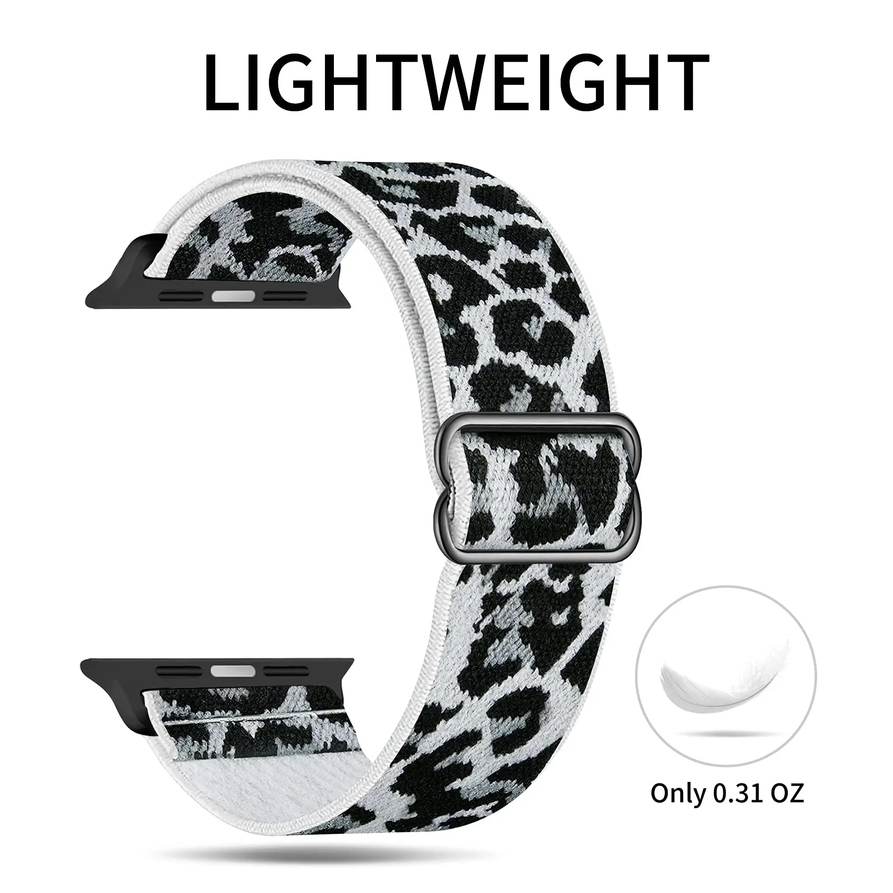 Soft and breathable elastic leopard print woven strap - compatible with Apple Watch 38mm 40mm 41mm 42mm 44mm 45mm 49mm