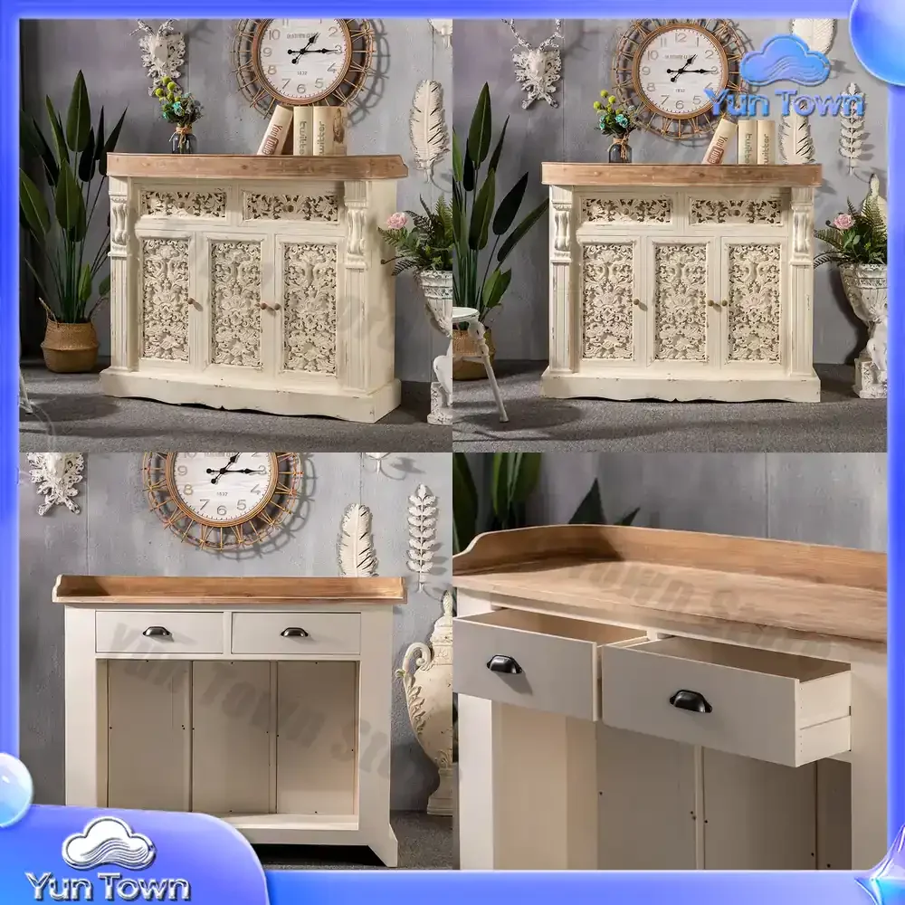 Vintage French Style Distressed Solid Wood Cash Register Counter for Retail Store Clothing Shop Flower Shop Café Bar Small