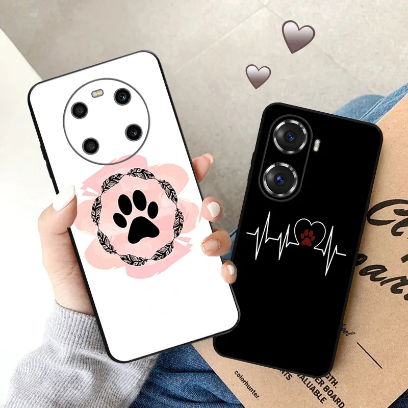 Ultra Thin Silicone Soft Phone Case For Honor X8 X7 X9 b X6 4G 70 90 Magic5 Pro 8x Pixel 8 7 6 a Cute Dog Paw Print Matte Cover