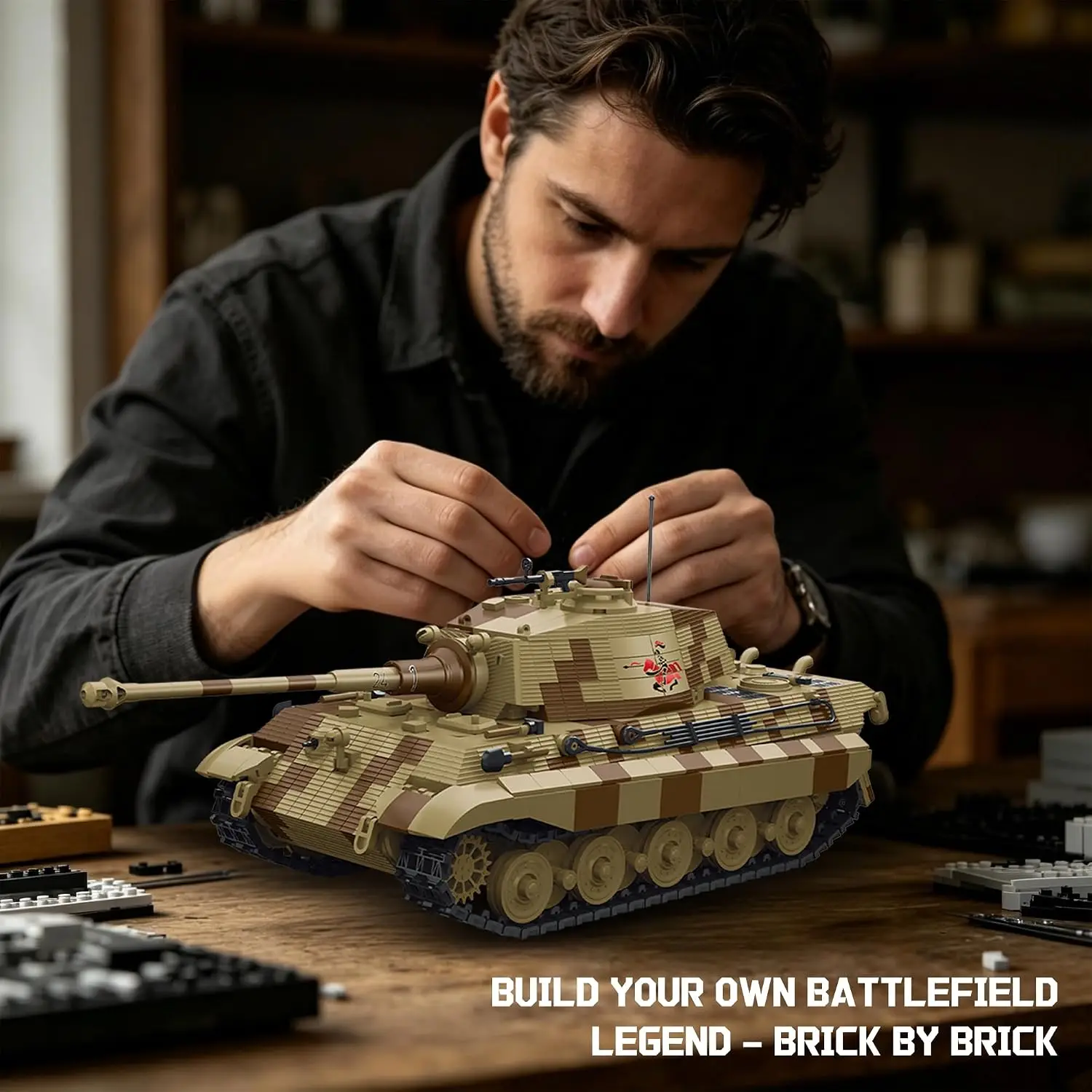 2143PCS Tiger Heavy Tank Panzer VI Ausf.B Military Building Blocks Model Educational Toy for Children Gift Collection