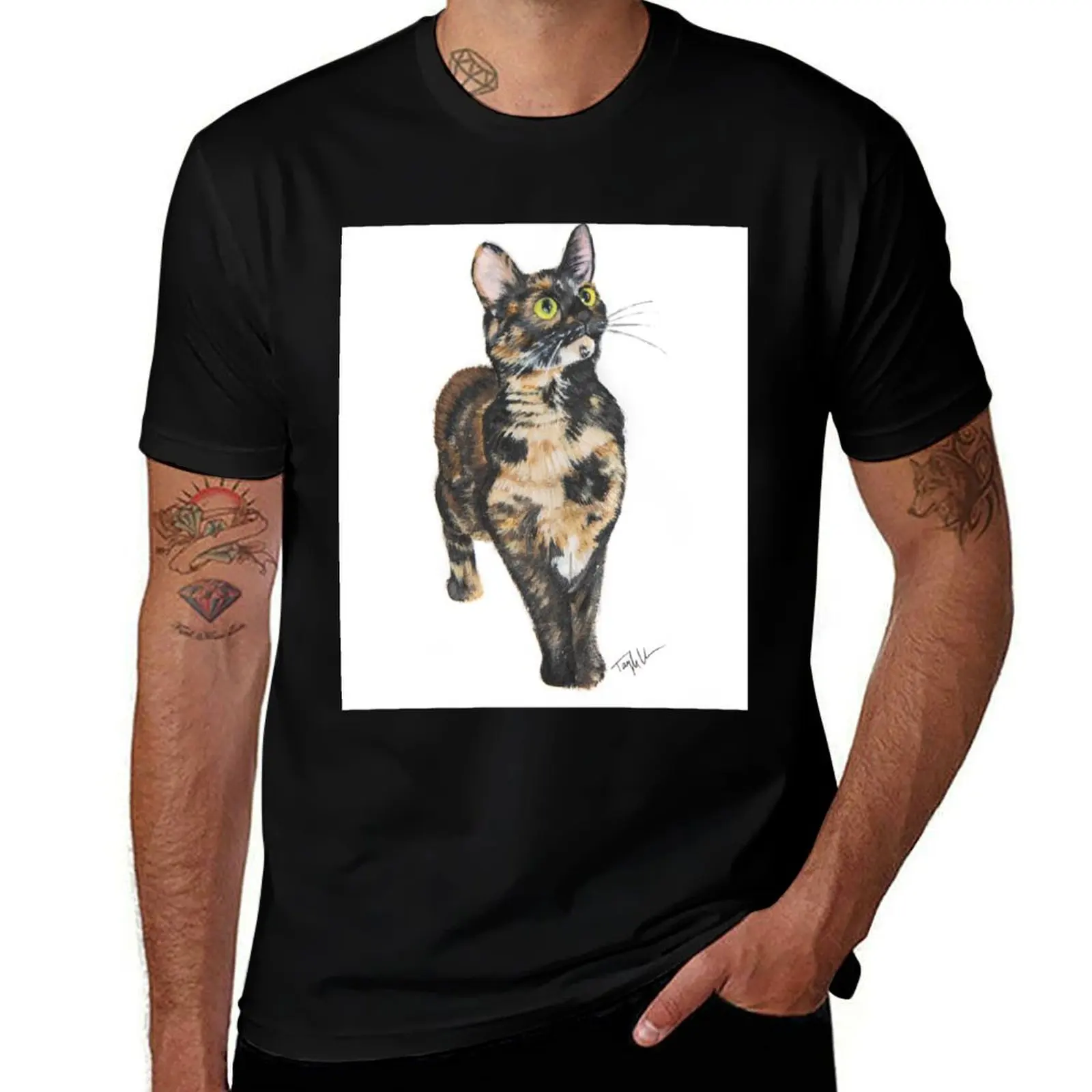 Tortoiseshell Rescue Cat T-Shirt Urban Casual Loose Fit Tee T-Shirt