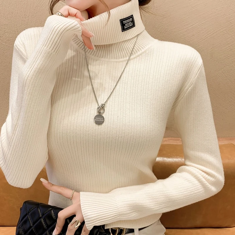 

Women Thicken Turtleneck Warm Cashmere Sweater Long Sleeve Knit Solid Thermal Pullovers Casual For Women 2023 Fall Winter