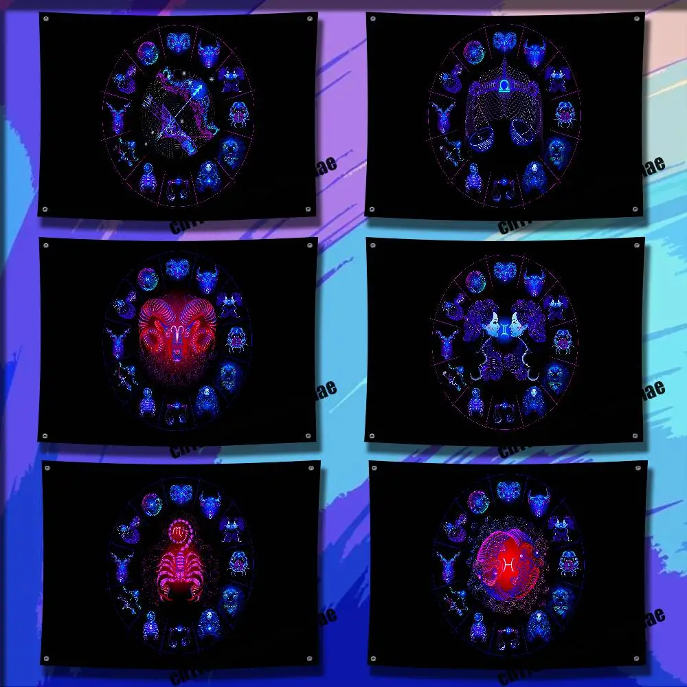 

For 12 Zodiac Signs Constellation Flag 50*70cm 60*90cm 80*120cm 100*150cm 150*200cm Camp Wall Banner Tapestry Cover
