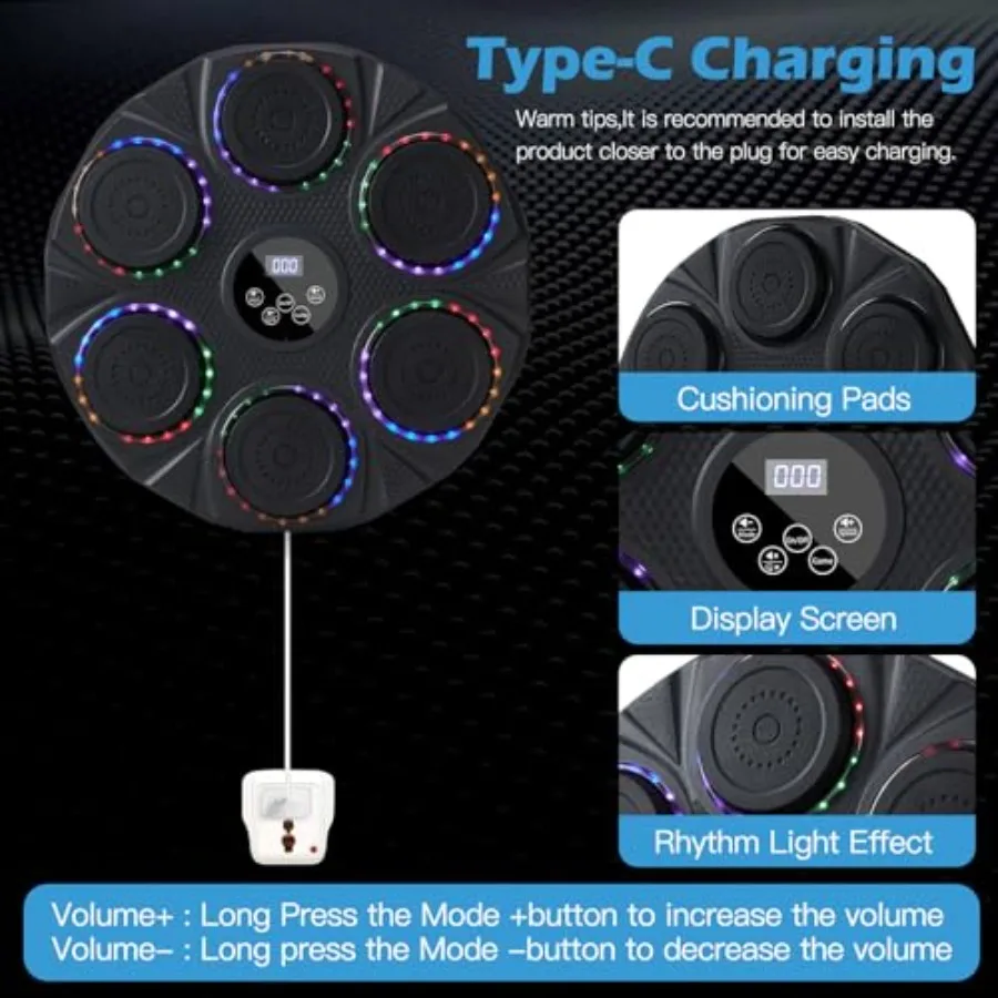 Music Boxing Machine Wall Mounted Smart Bluetooth Musical Beat Boxing Trainer with Gloves Electronic Boxing Equipment Punching view 6