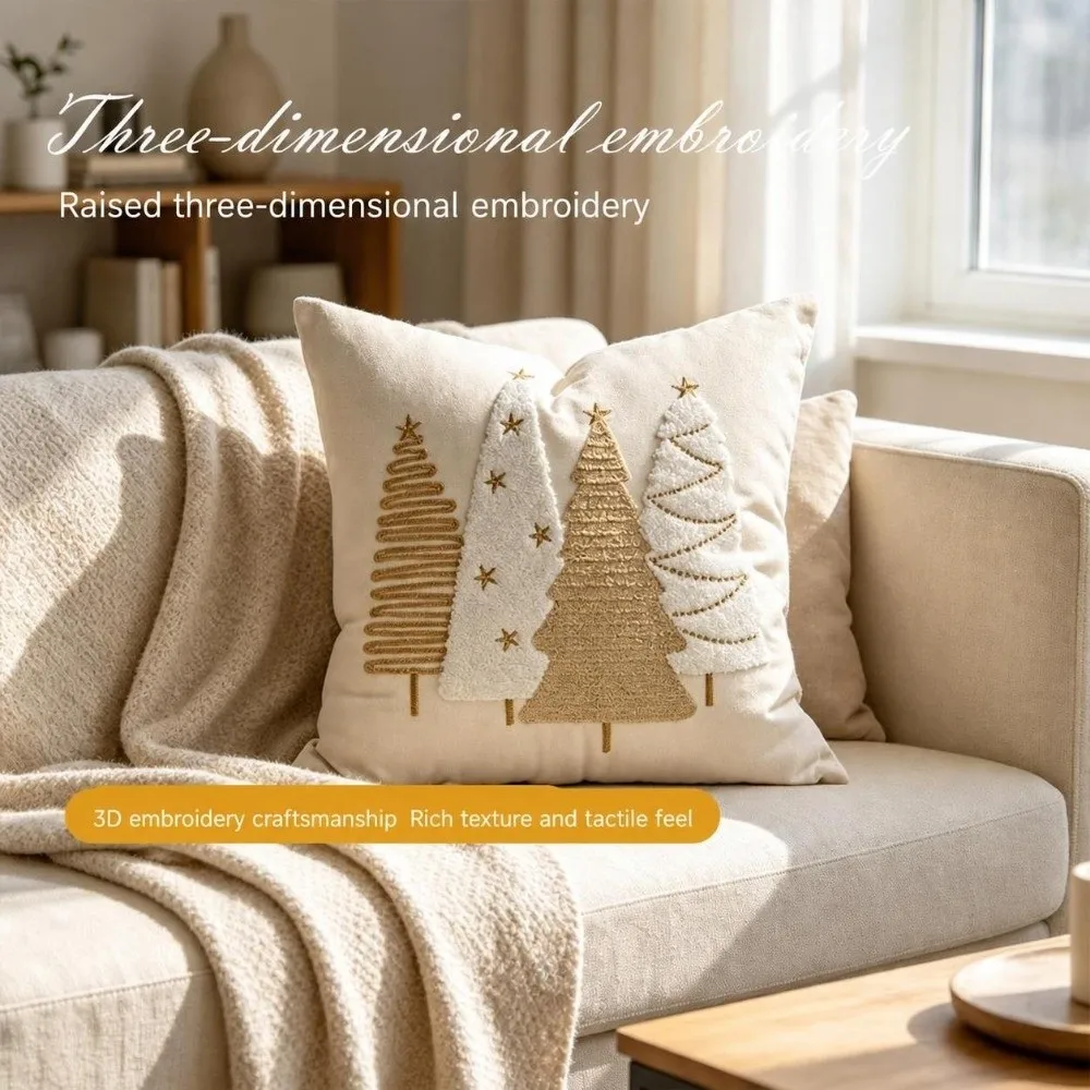 Trendy 45x45cm Bowknot Pillow Cover Breathable Soft Throw Pillow Case Cozy Sofa Home Decor Christmas Pillowcases Christmas Decor