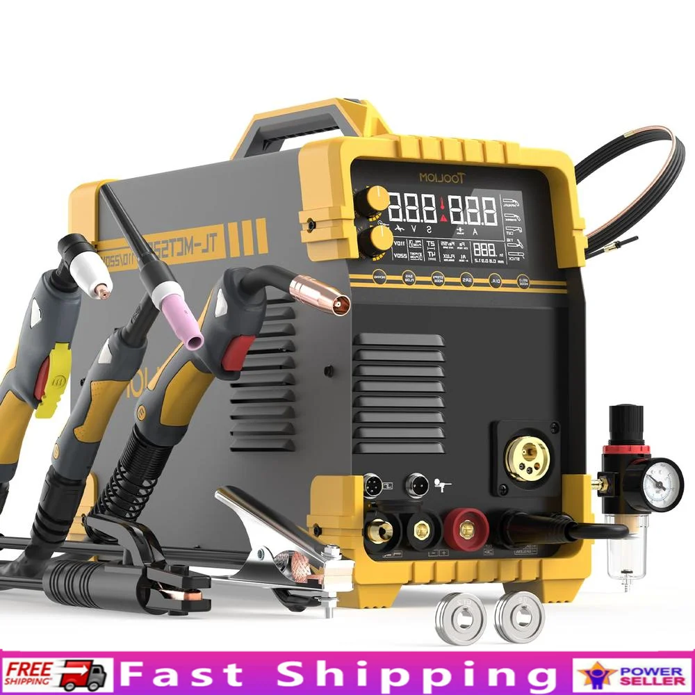 5 in 1 MIG TIG Plasma Stick Welder 200A Multi Process Welding Machine Dual Voltage 110V 220V LCD Display Aluminum Compatible