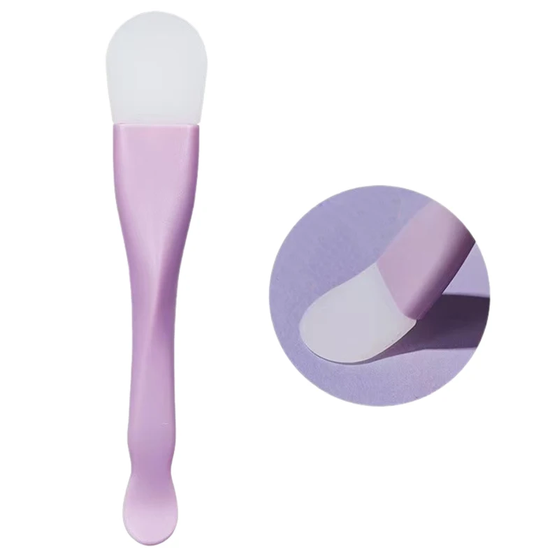 Cepillo de máscara de silicona de doble cabezal con mango de plástico, herramienta de belleza de ajuste de película DIY, aplicador de cuidado de la piel de limpieza Facial, 1 ud.