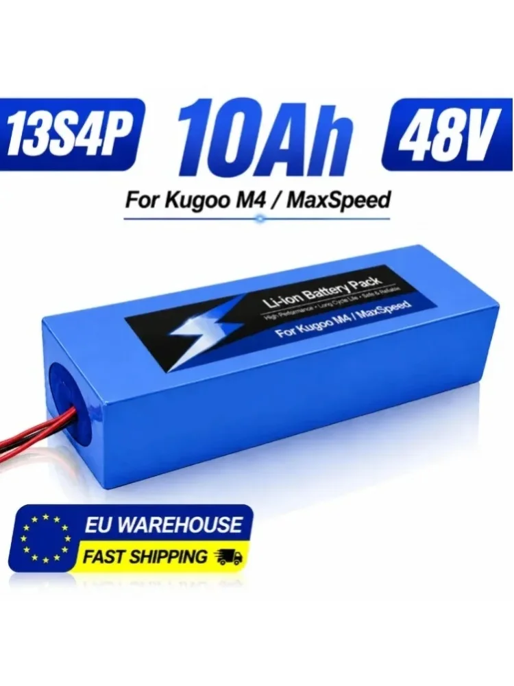 48V 10Ah 13S4P 2000W Li-Ionen-Akku 18650 Wiederaufladbarer Lithium-Akku für Kugoo M4 M4Pro M5 M5Pro Elektroroller Hochleistungs-Upgrade-Akku Lange Reichweite Langlebiger Akku EU-Lager Schneller