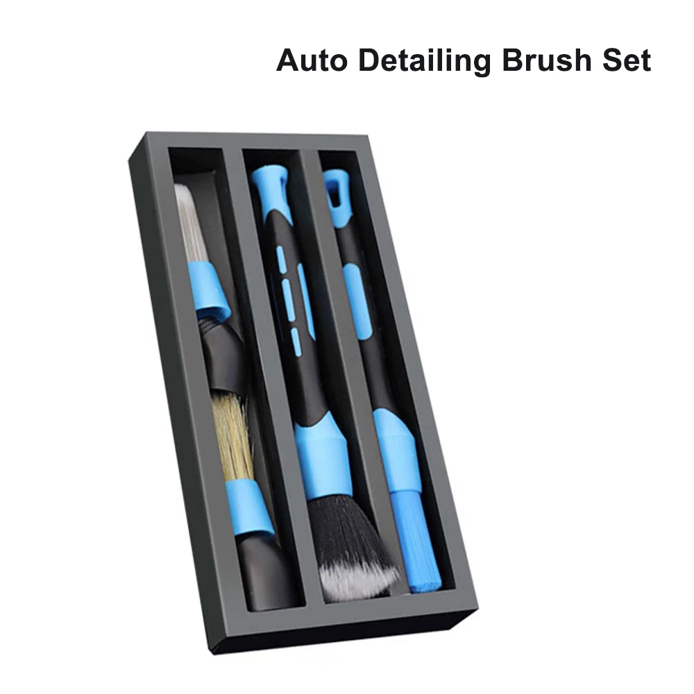 3PCS/Set Soft Car Cleaning Brush Scratch-Free Air Vent Seat Auto Detailing Brushes With Detachable Handle For Interior Cleaning