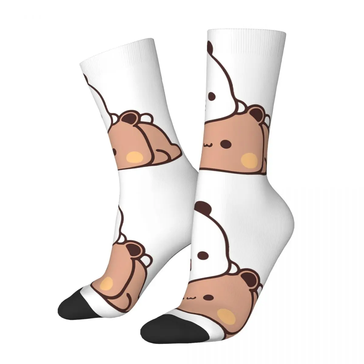 Hip Hop Retro Bear And Panda Crazy Men's compression Socks Unisex Milk and Mocha Bubu Dudu Harajuku Seamless Printed Crew Sock