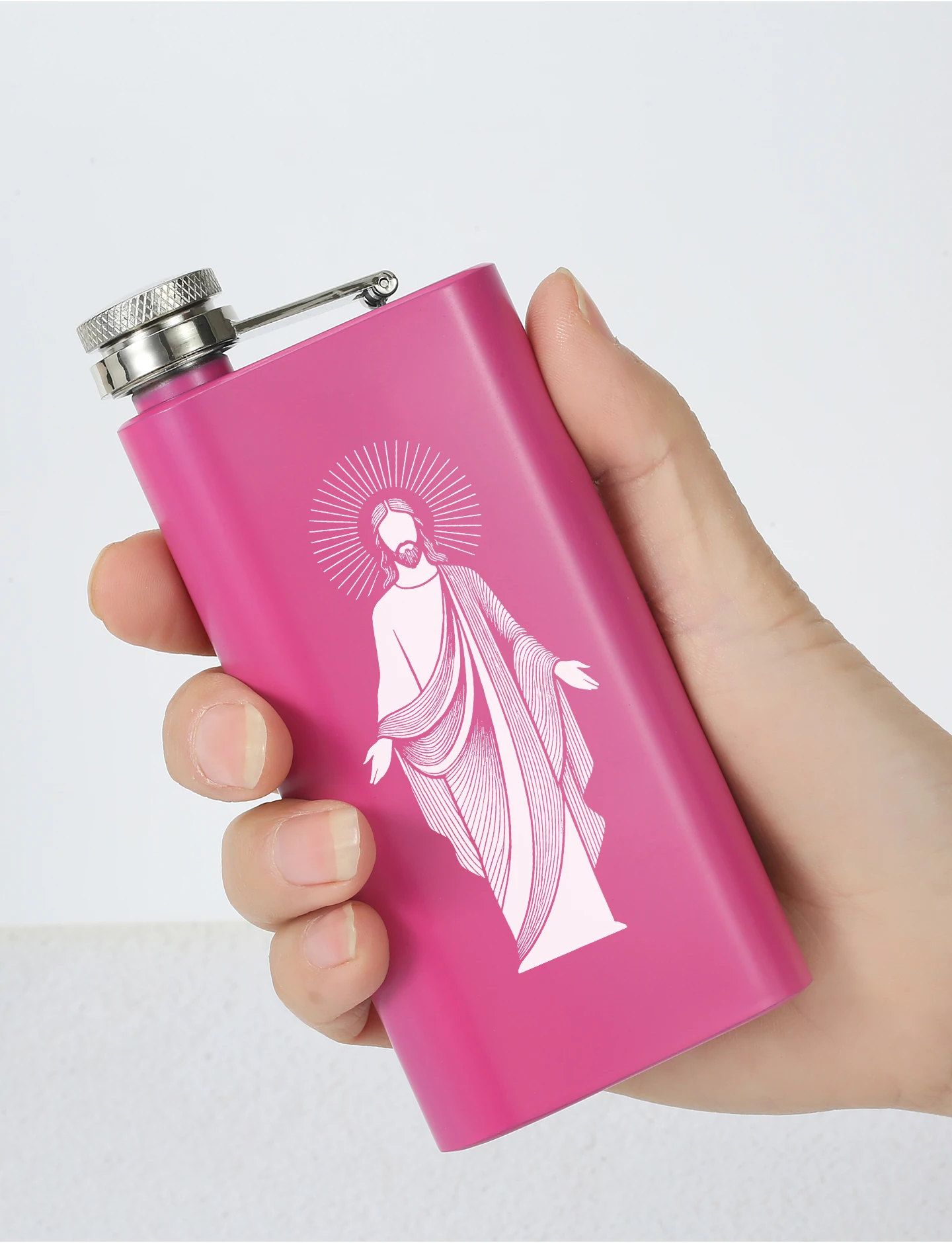 5 OZ 150ML 304 Edelstahl-Hüftflasche Jesus Christus Buddha Trimurti Wodka Rechteckige Tragbare Wasserflasche für Outdoor-Camping – Detail 6