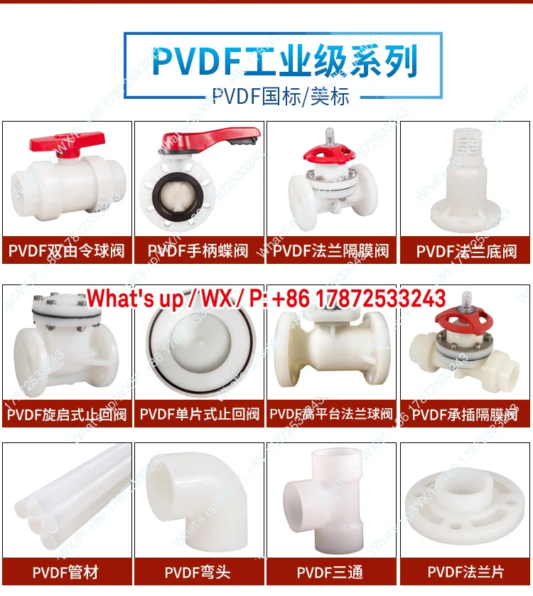 PVDF double check valve PVDF double union check valve Chemical grade acid alkali corrosion-resistant plastic check valve