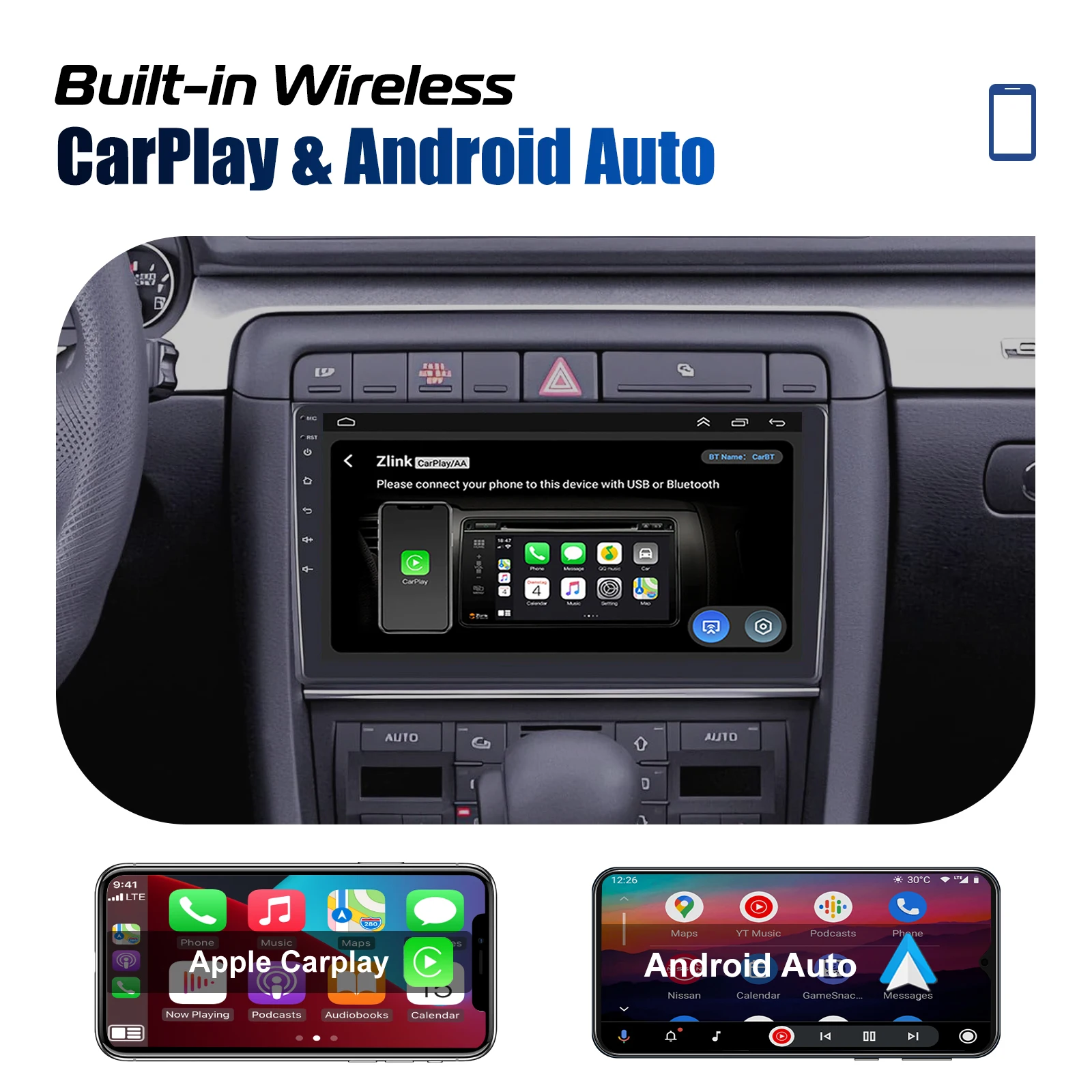 راديو سيارة ESSGOO 9" أندرويد 14 4+64G مع Wireless Carplay لأودي A4 S4 RS4 RNS-E سيات إكسيو، GPS ملاحة RDS وايفاي USB تحكم ستيرنغ مشغل وسائط متعددة #2