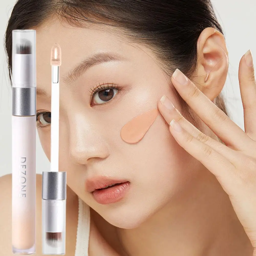 Natuurlijke dubbele kop concealer Langdurige vloeibare matte zijdezachte foundationcrème Potloodhoes Donkere kringen Make-up