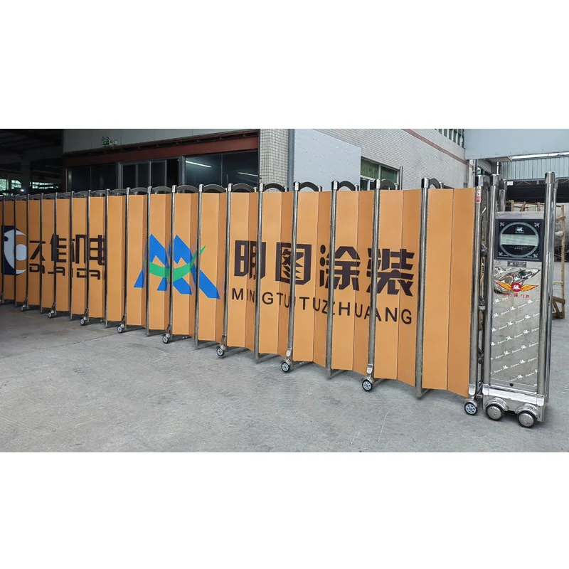 custom.New Design Automatic Retractable Driveway Sliding Gate Warehouse Remote Control Folding Fence Front Gate Scissor