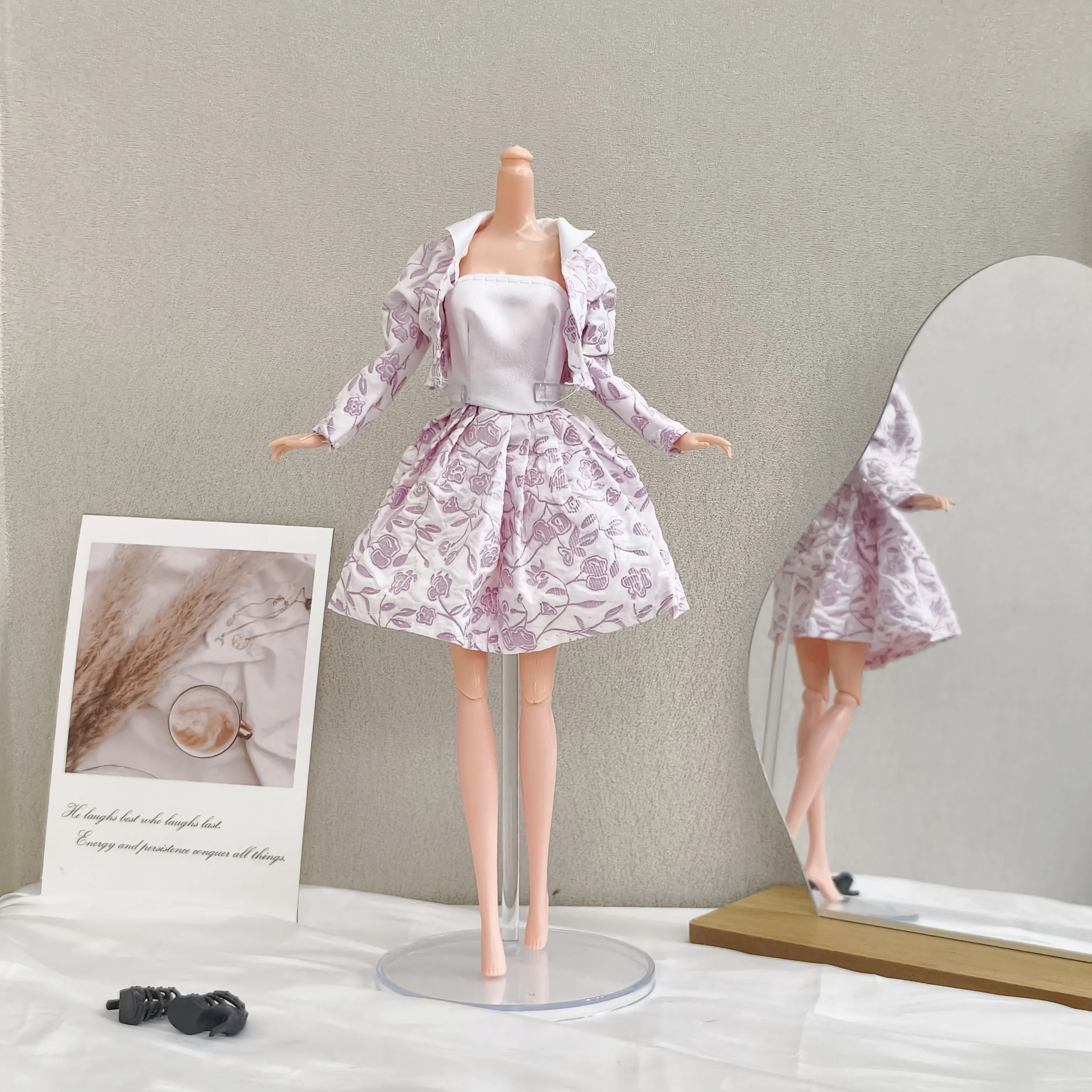 30cm 인형 옷 액세서리 프렌치 엘레강트 플라워 드레스 세트 1/6 BJD 슈퍼모델 인형 DIY 데일리 드레스업