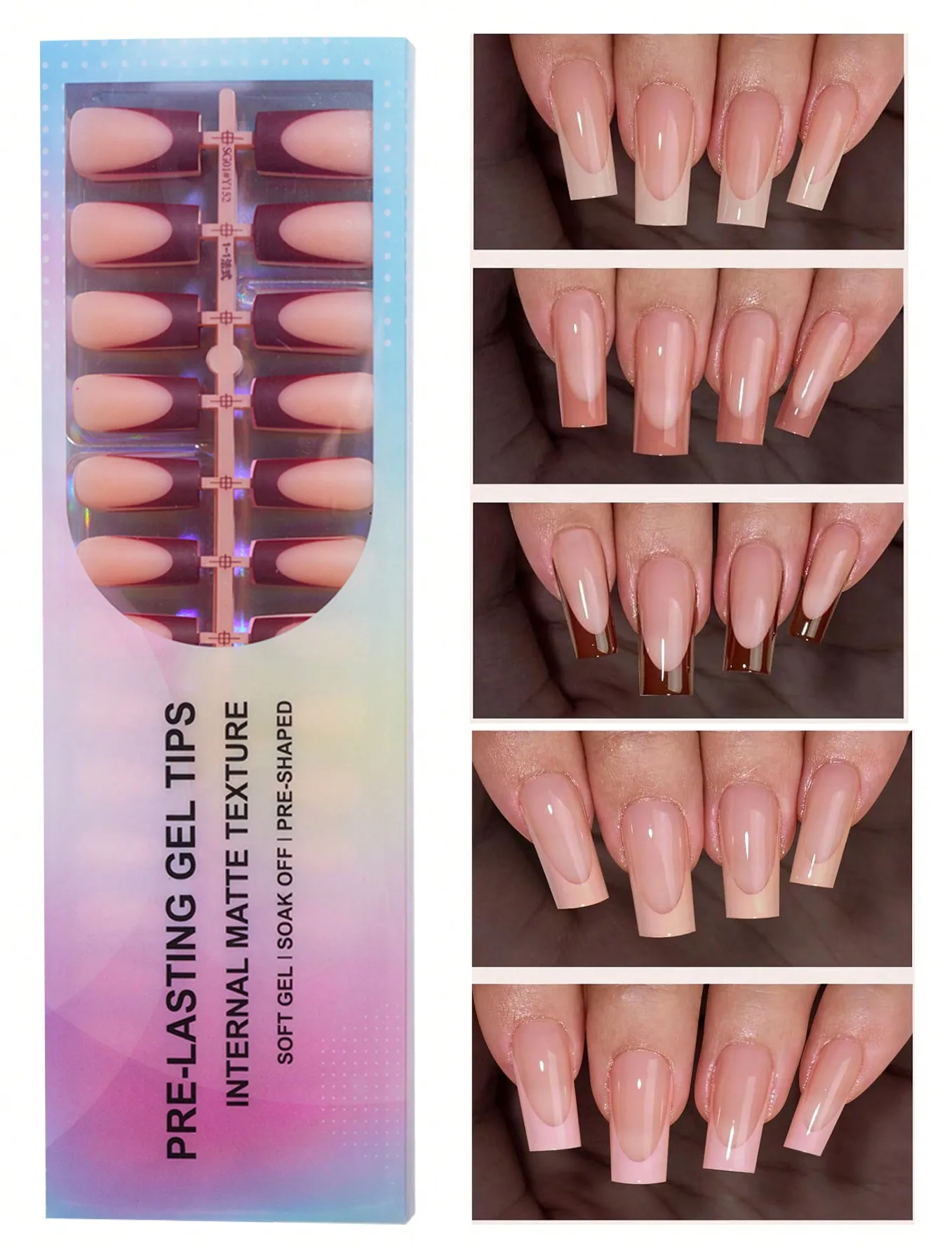 

150Pcs Rectangle Shaped French Gel False Nails, Matte French Fake Nails, Soft Gel Nail Tips, Long-Lasting, 15 Different Sizes For Diy Manicure, Suitable For Women And Nail Salons Press On Nails Nail Supplies Nails