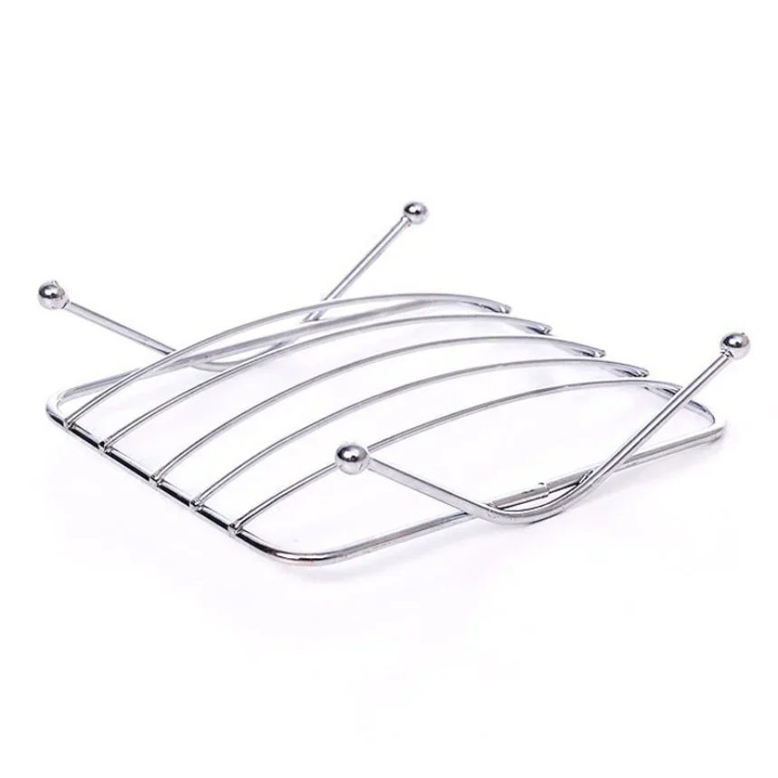 Stainless Steel Soap Dish Holder Soap Rack Stand Soap Dish Box Holder Drainer Tray Portable Bathroom Storage Basket 1pc