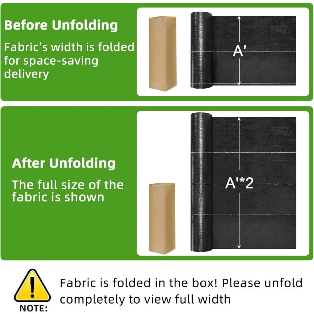 頑丈な8フィート x 300フィートの雑草防止シート、庭用3.5オンスの透水性雑草抑制材