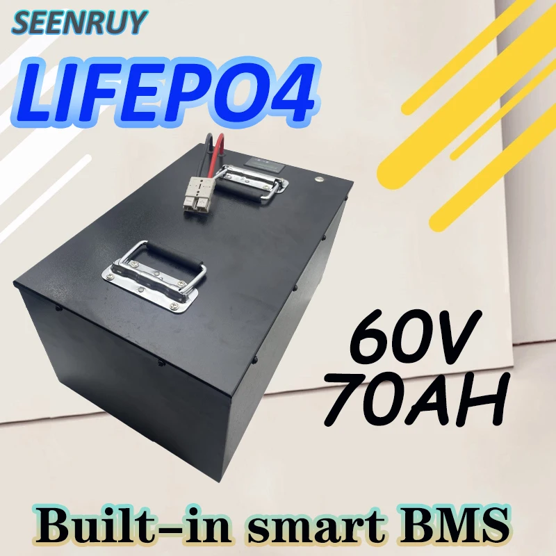 

Power lifepo4 60V 70AH Battery APP control for tractor motorcycle car RV golf cart forklift intelligent robot