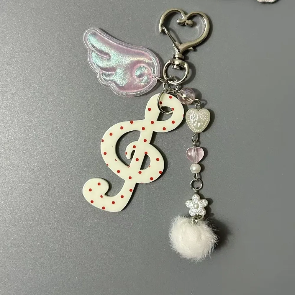Acrylic Material Music Note Keychain Stripe Pattern Star Shape Ita Bag Charm Wings Design Polka Dot Pattern Cartoon Key Holder