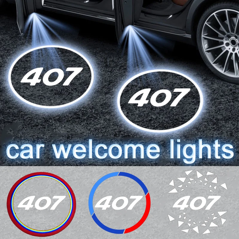 LED Car Welcome Ambiance Light Collision Avoidance Courtesy Lamp for Peugeot 407 Logo Emblem Car Door Decor Auto Accessories