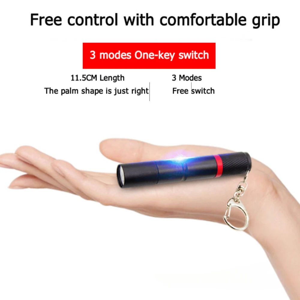 LED Eychain Flashlight Mini Ultra Lamp Pen Light Fixed Focal Use AAA Batteries Outdoor Camping Fishing Lantern Flash Light