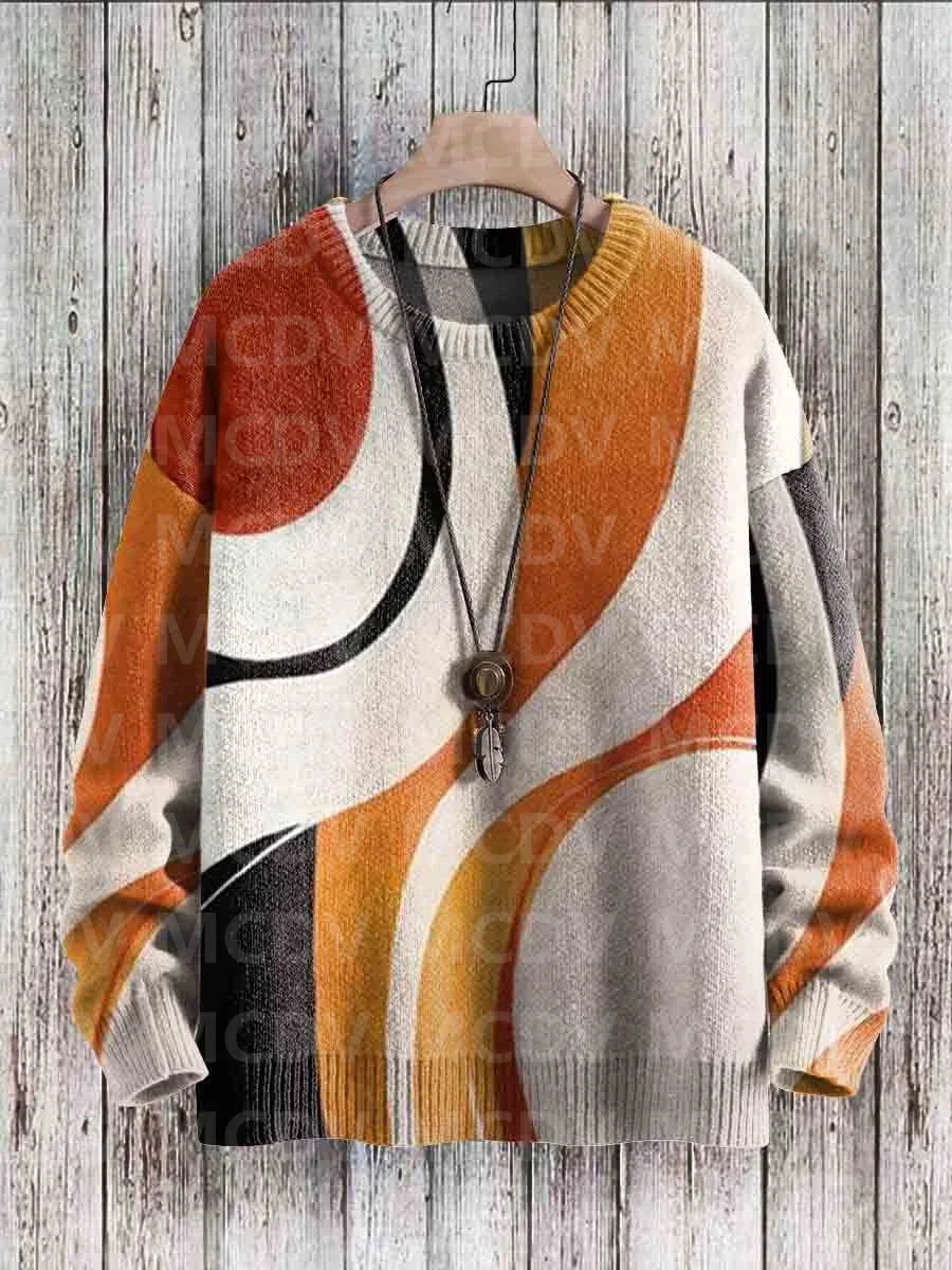 Vintage Art Printed Casual Knit Pullover Sweater Women For Men Sweter