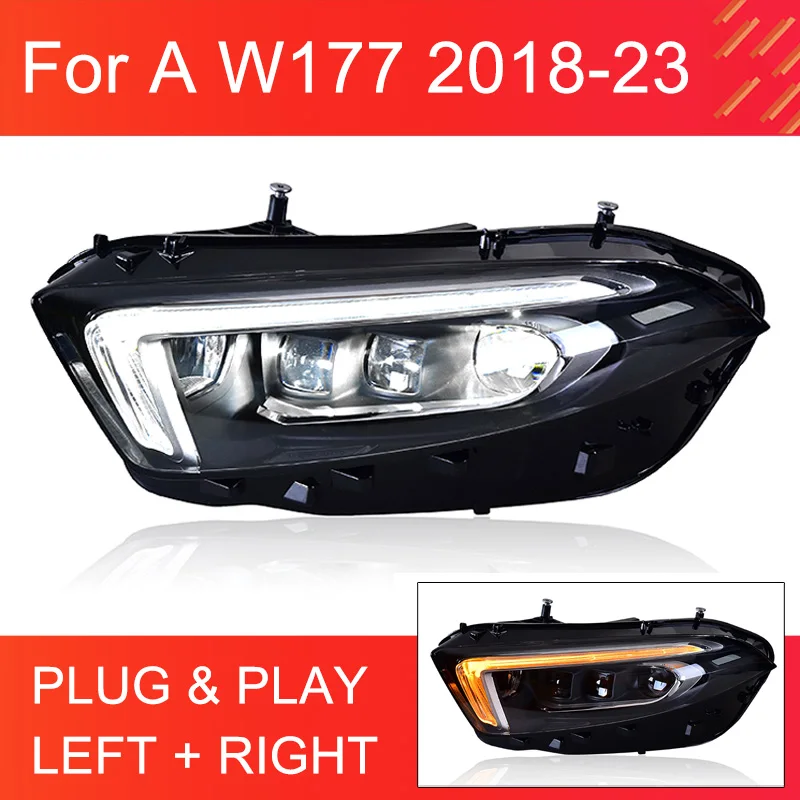 1 Pair LED Headlight for Benz A Class W177 A180 A200 2018-2023 Headlights Plug and Play LED DRL Turning LED Front Head Lights