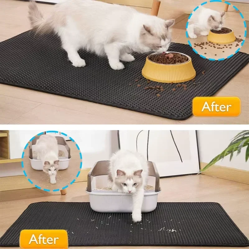 Tappetino per lettiera per gatti grande Tappetino pulito per intrappolare la lettiera impermeabile a doppio strato per lettiera per gatti Durevole e facile da pulire