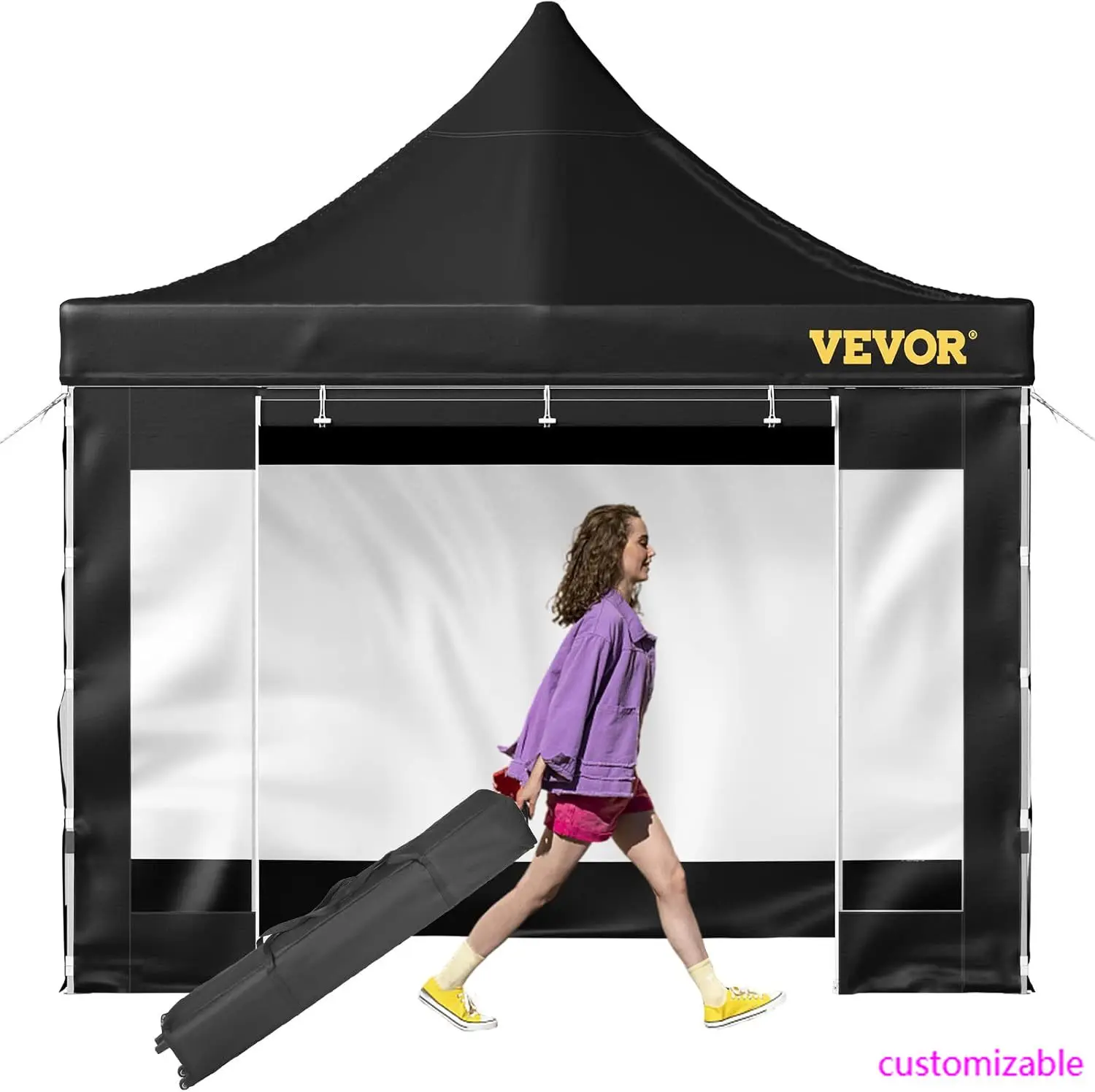 

Pop Up Canopy Tent, 10 x 10 FT, Outdoor Patio Gazebo Tent with Removable Sidewalls and Wheeled Bag