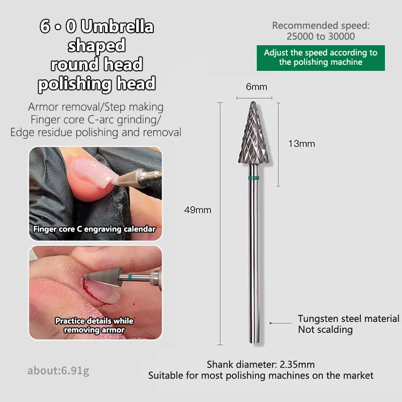 Tungsten Steel Nail Drill Bit Efile Electric File Machine Head Tip For Manicure Polishing Art Remove Gel Tapered Bit