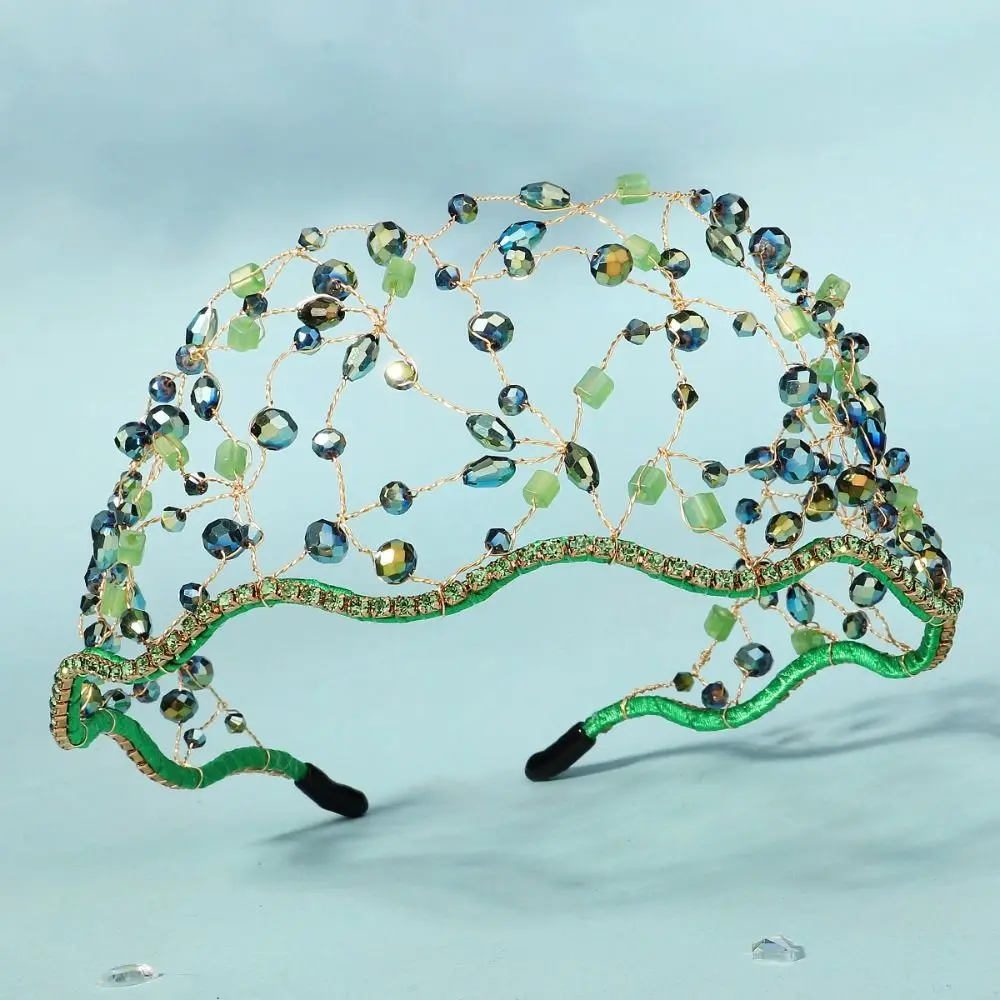 اليدوية كريستال الخرز الشعر صافي تاج أنيقة Headbands الشعر مجوهرات تألق حجر الراين تيارا الشعر هوب أغطية الرأس الزفاف