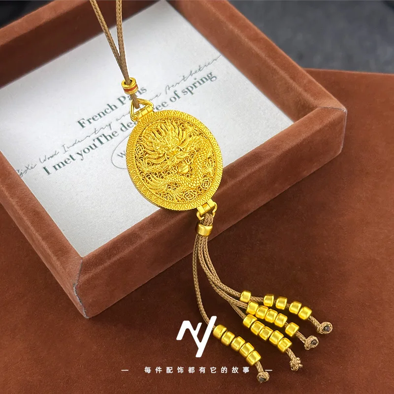

Filigree Gold Dragon Openable Sachet Pendant Women's New Chinese Style 9999 24K Real Gold Sweater Chain