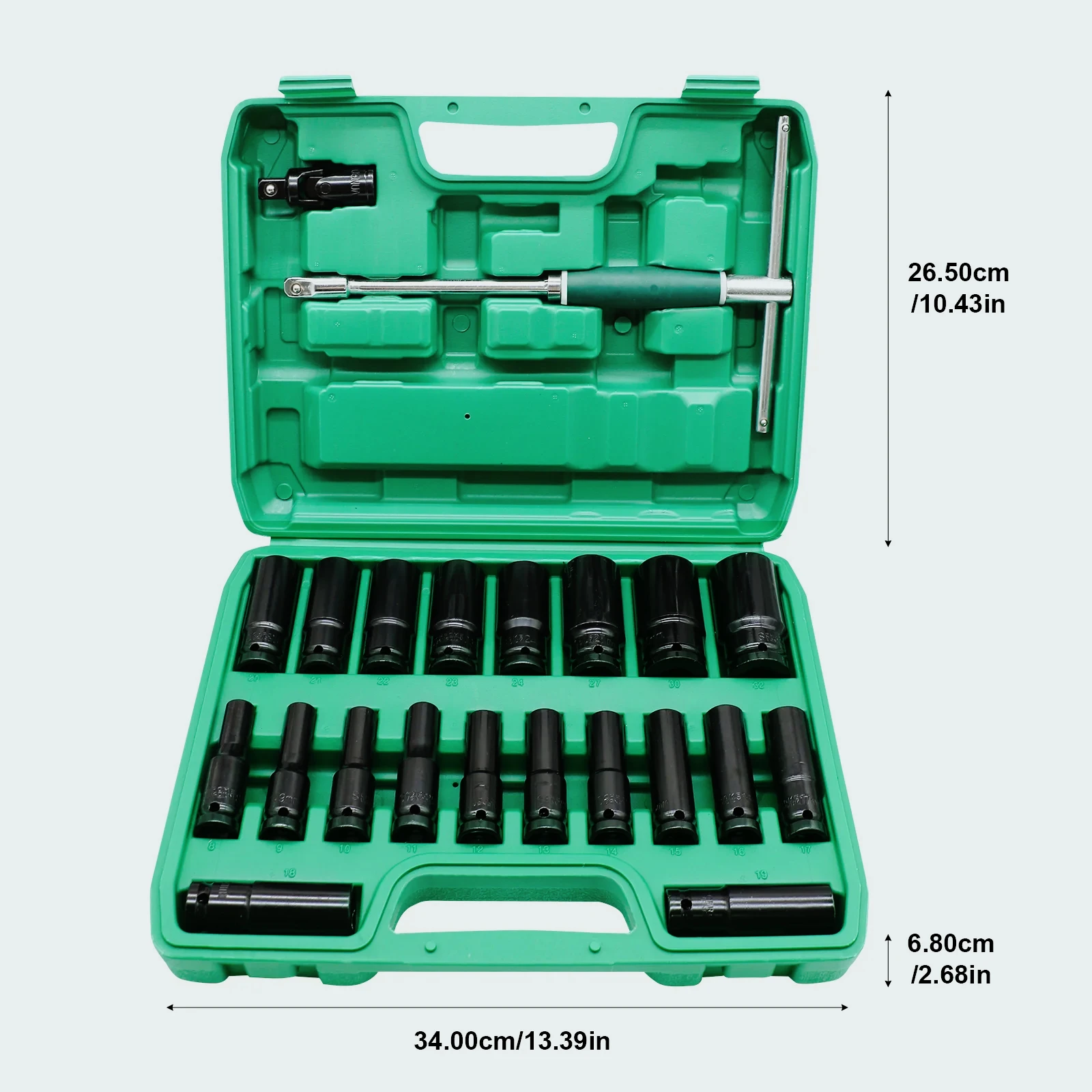 Llave impacto eléctrica 23 piezas, Kit cabezal hexagonal