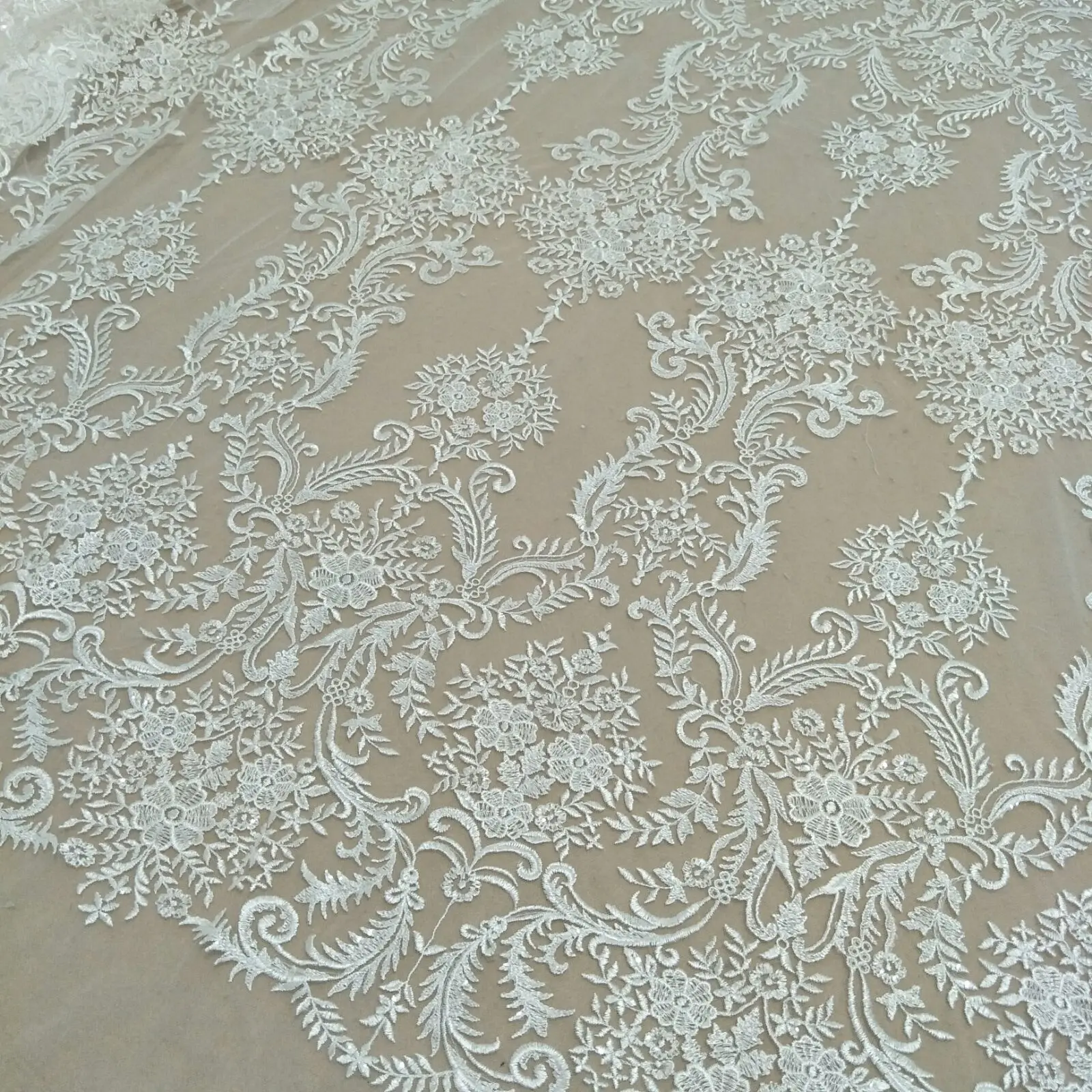 Sequin Wedding Dress Fabric Lace, The Latest, regular Nylon Material, Sold by the Yard, 2023