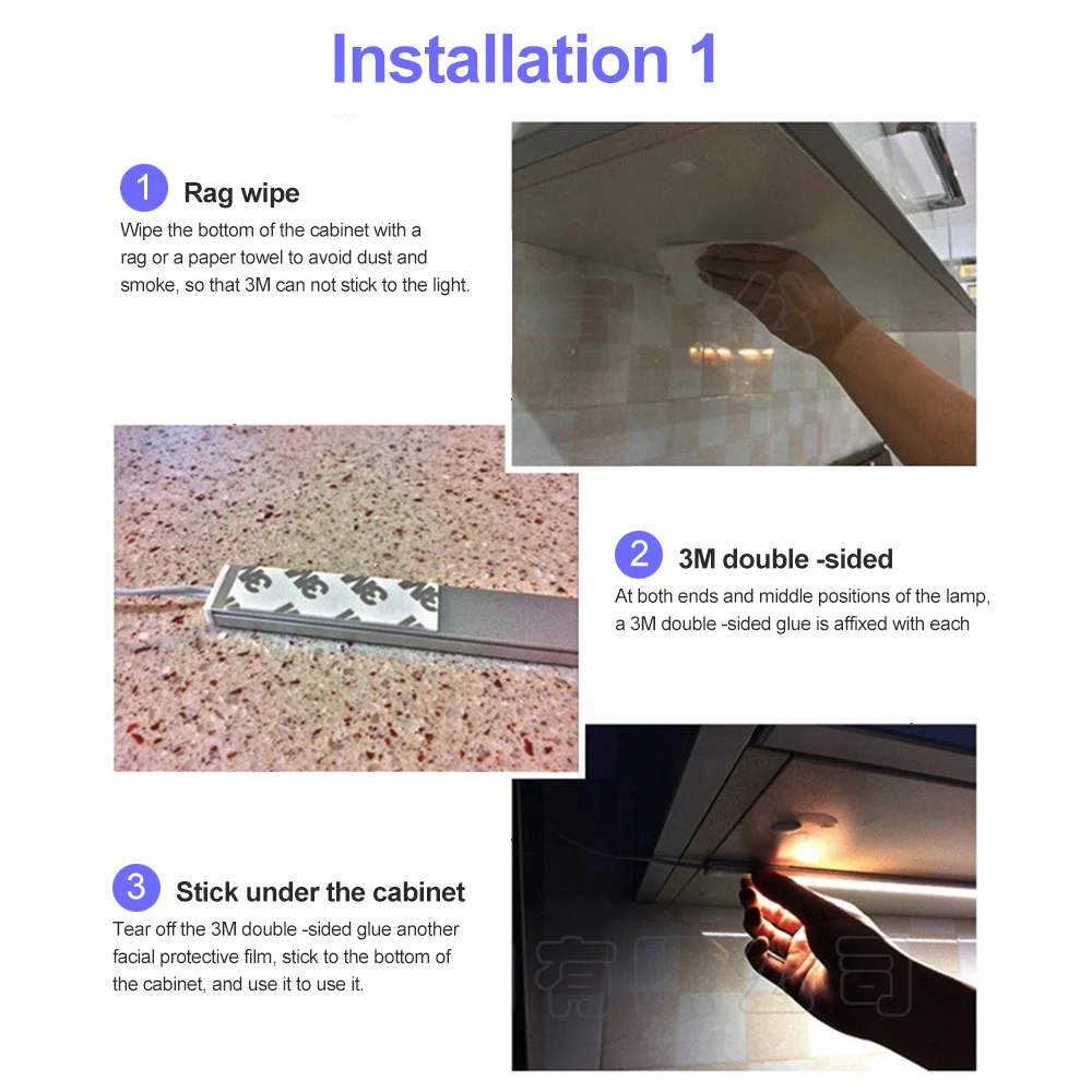 30CM 40CM 50CM Under Cabinet LED Light Bar 12V Touch Dimmer Switch Hand Scan PIR Motion Sensor Dimmable Kitchen Night Lamp