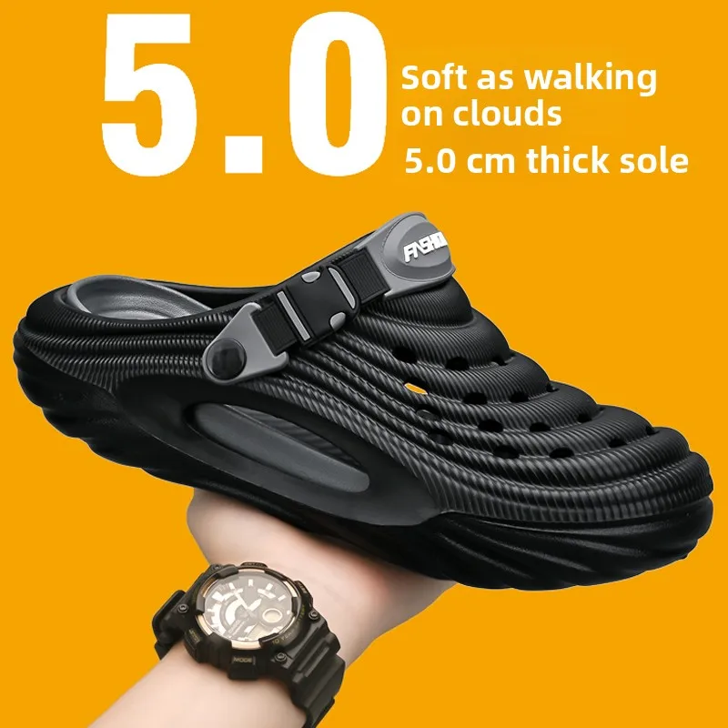 

Повседневные дышащие сандалии без шнуровки, мягкие противоскользящие уличные сандалии для молодежи, пляжный обтекатель с защитой от запаха, полый дизайн