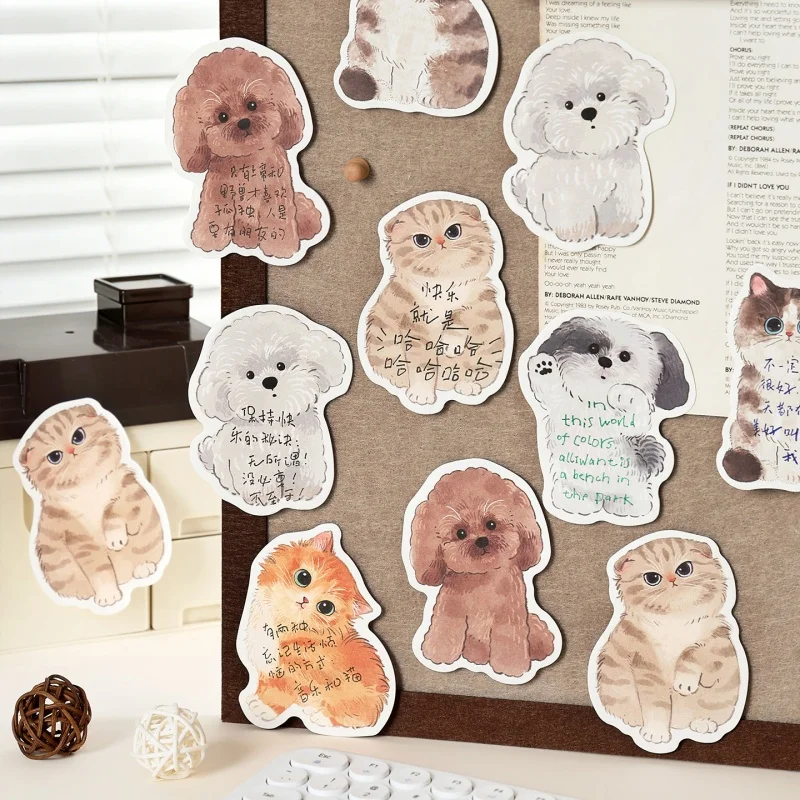 24ピース-ロットかわいい猫犬メモパッド付箋かわいい文房具ラベルメモパッドプランナーステッカーポストスクール供給