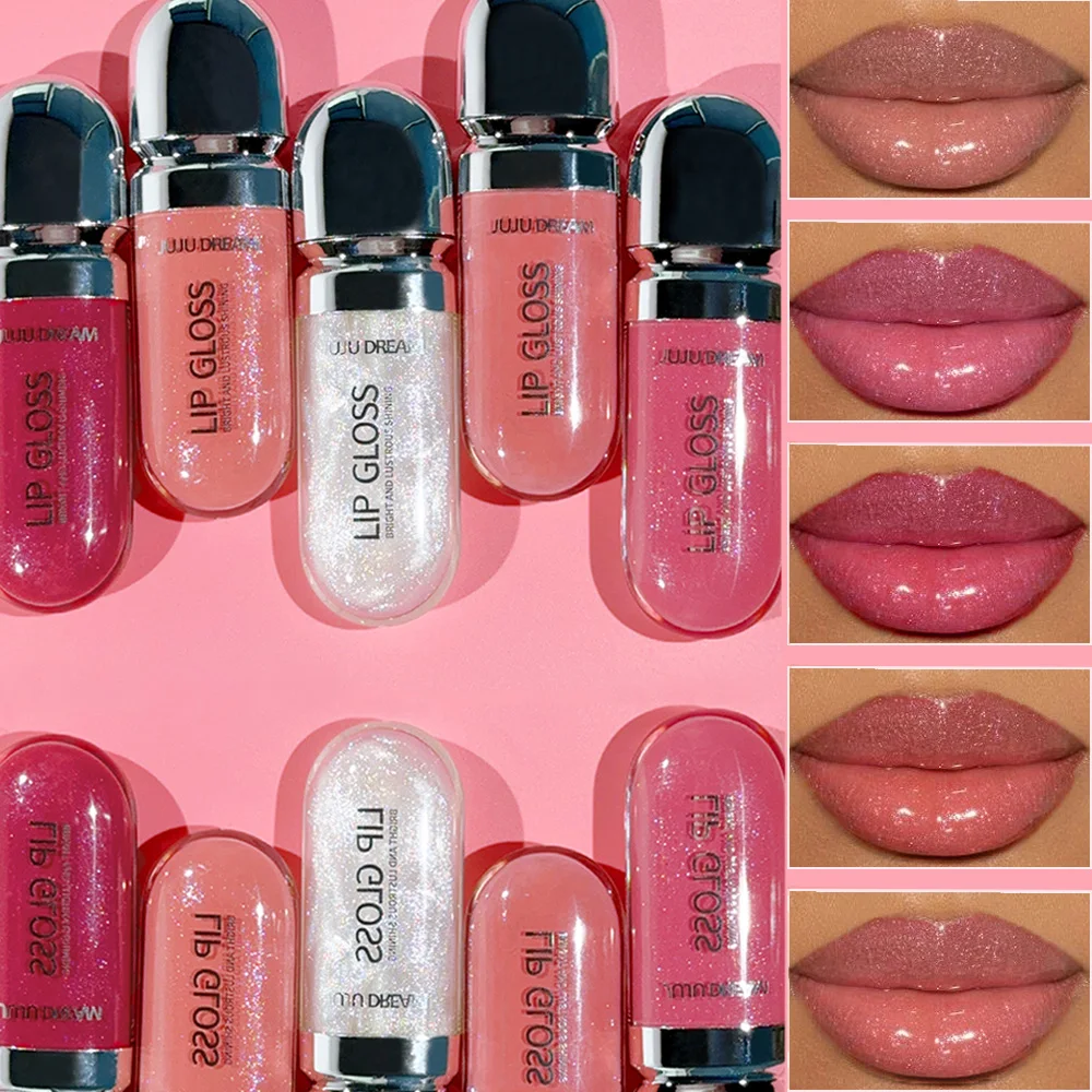 بيرليسسينت مرآة الشفاه الصقيل لامع ترطيب إصلاح الشفاه لون السائل ملمع الشفاه طبطب لامع غير عصا كوب 5 ألوان