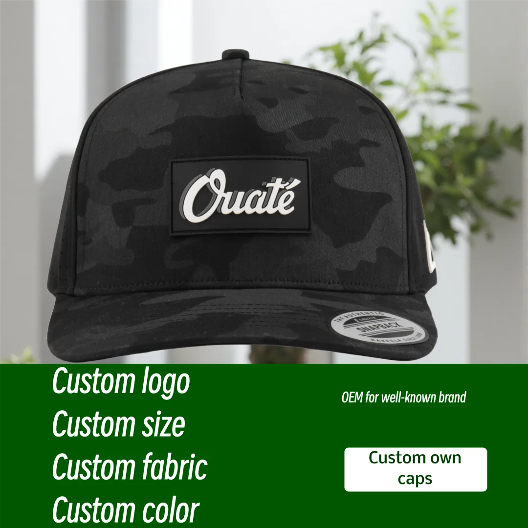 Custom Wholesale Camping Hats Running Cap Laser Cut Perforated Holes Rubber Patch Embroidery logo Breathable Nylon Quick Drying