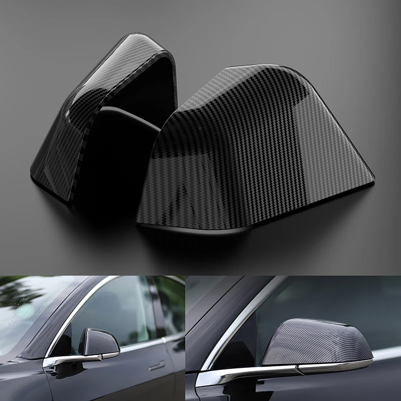 

Tesla Model 3/Y 2017-2022 Rearview Mirror Cover Auto Exterior Accessories ABS Plastic Imitation Carbon Fiber Outside Mirrors Cap