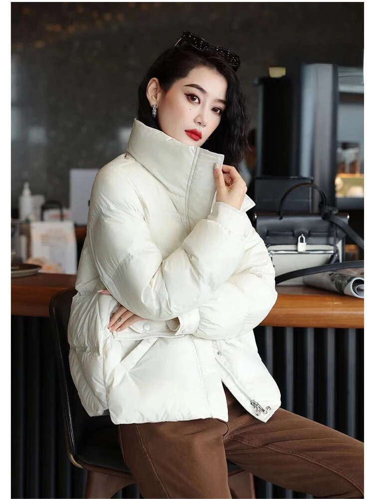 2023 Autumn Winter Women New Korean Solid Color Casual Small Figure Slim Fashion Warm Lightweight Thin Down Jackets Zipper Coat