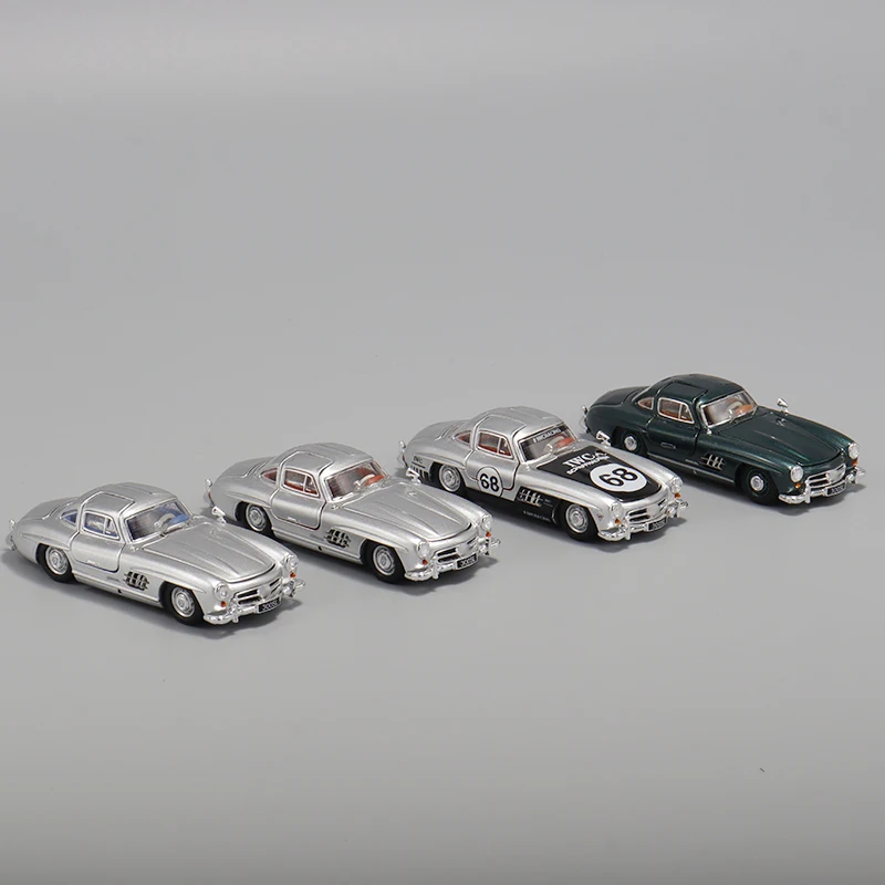 BSC 1:64 1955 300SL W198 Gullwing Door Classic Simulation Alloy Full Open Car Model