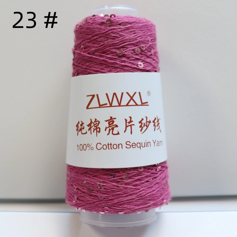 Schwarzes Garn 300g 2400M 3mm Pailletten-Baumwollgarn DIY Strickdekoration Handgehäkeltes STRICKGARN