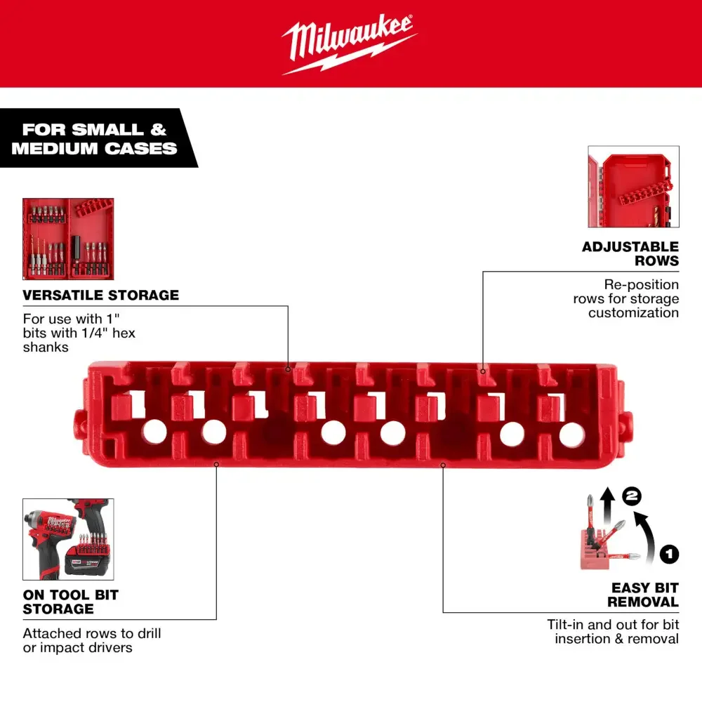 Milwaukee PACKOUT Small Medium Large Case accessori per Driver a percussione Set di accessori per Bit di inserimento