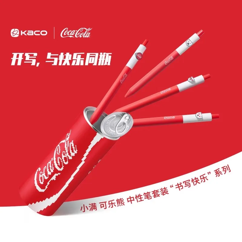 KACO lindo bolígrafo de Gel 4 unid/set en latas de Coca Cola agarre cómodo punta de doble bola escritura suave examen de estudiante suministros de papelería de oficina